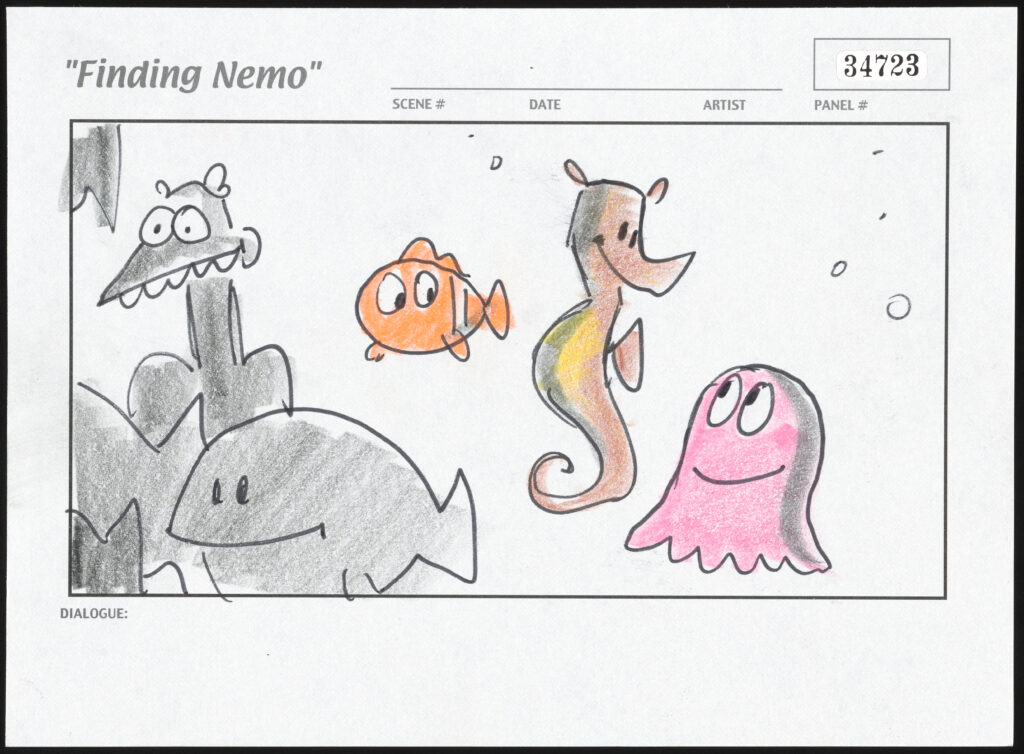 Finding Nemo, directed by Andrew Stanton, 2003 Storyboards by Rob Gibbs, Jason Katz, Bruce Morris and Peter Sohn Courtesy of Pixar Animation Studios