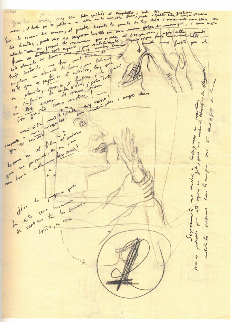 Un Chien Andalou, directed by Luis Buñuel, based on a screenplay by Salvador Dalí and Luis Buñuel, 1929 Script page by Luis Buñuel, 1929 © Luis Buñuel Film Institute